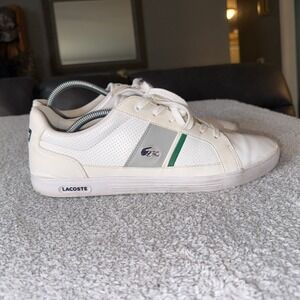 Lacoste Men's Europa White Leather Lace Up Sneakers Casual Size 11